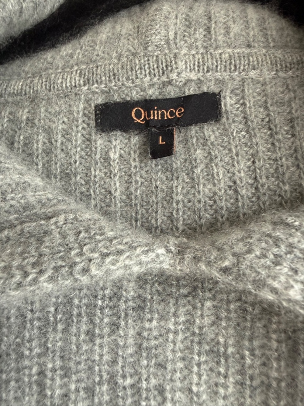 Quince 100% Mongolian Cashmere Ribbed Fisherman Pullover Hoodie Grey - Picture 12 of 13